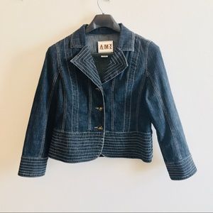 SALE A.M.I. Denim Blue Jean Jacket Button Up